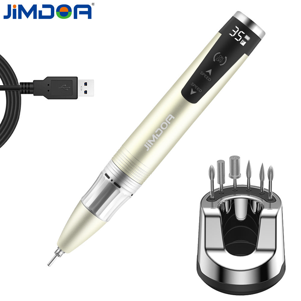 JMD-109S Professional Electric Nail Drill Portable 35000 RPM Rechargeable Nail Salon Special Pen-Type Nail Drill