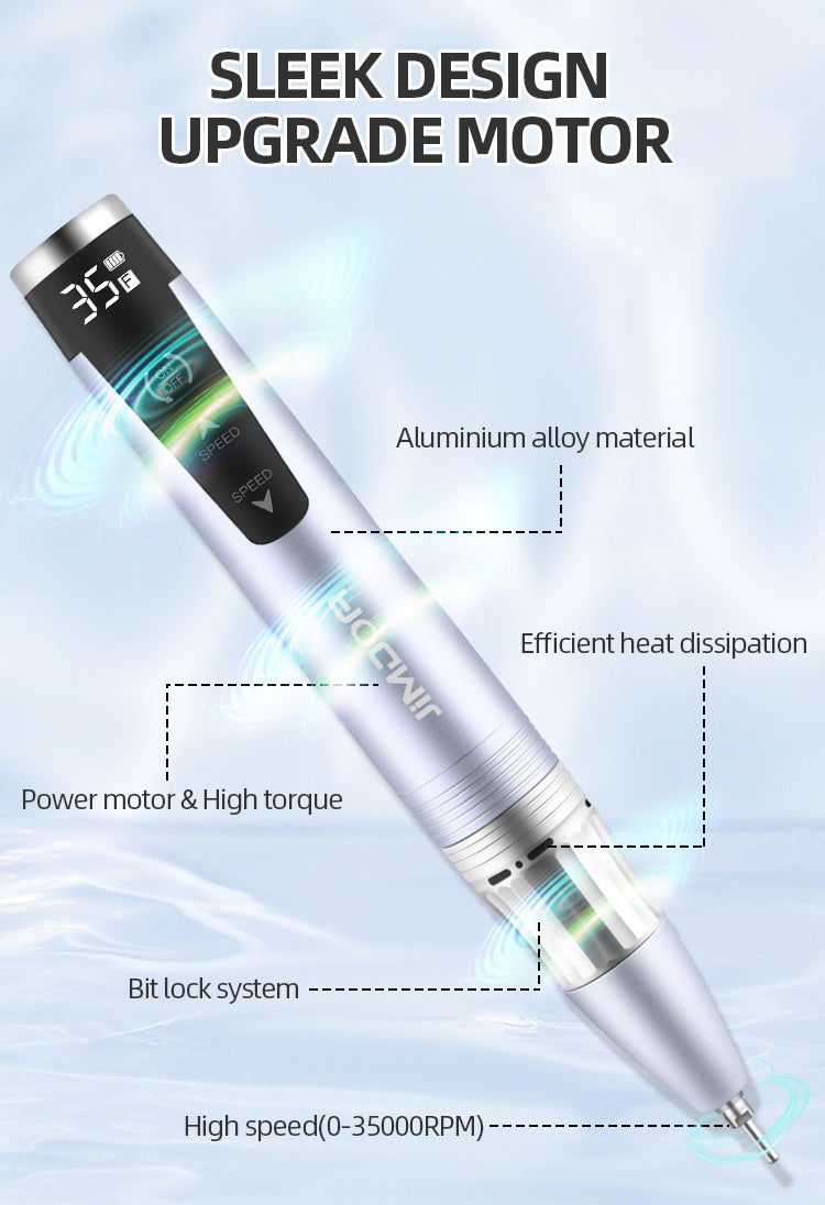 JMD-109S Professional Electric Nail Drill Portable 35000 RPM Rechargeable Nail Salon Special Pen-Type Nail Drill