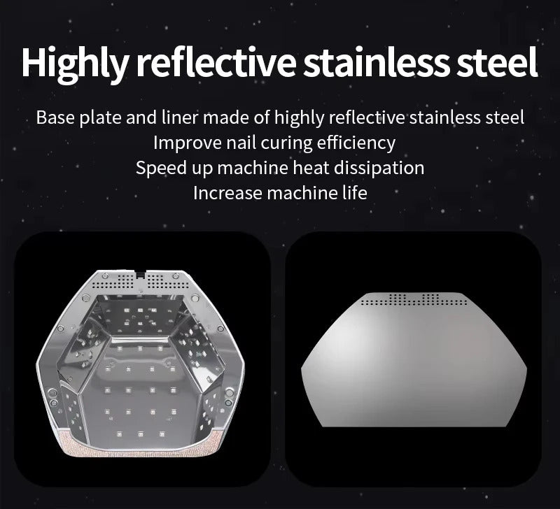 Diamond-Encrusted Red Light Nail Lamp High-Power Metal Reflector Inner Liner Fast Curing Gel UV Lamp