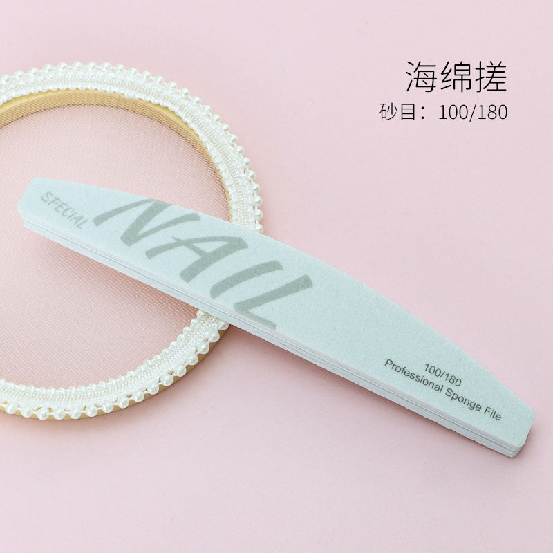 High Quality White Sand Professional Manicurist Nail File Sponge Scrub Polishing strip double-sided nail file washable