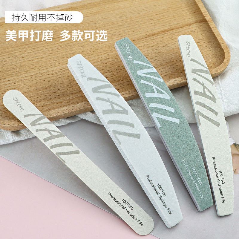 High Quality White Sand Professional Manicurist Nail File Sponge Scrub Polishing strip double-sided nail file washable
