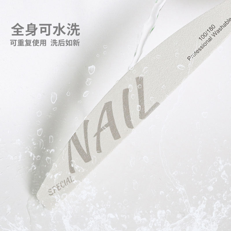 High Quality White Sand Professional Manicurist Nail File Sponge Scrub Polishing strip double-sided nail file washable