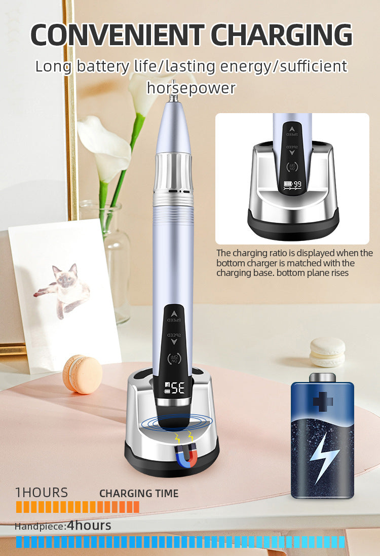 JMD-109S Professional Electric Nail Drill Portable 35000 RPM Rechargeable Nail Salon Special Pen-Type Nail Drill