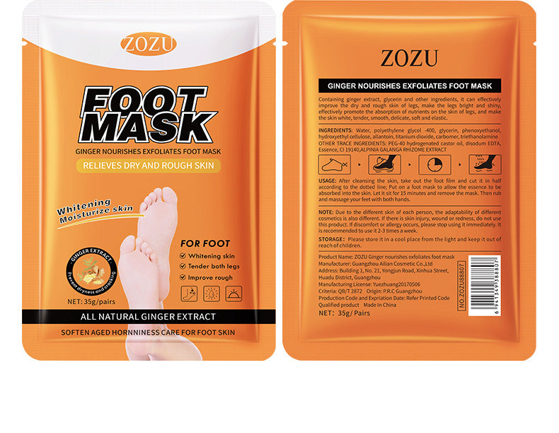 Cross-border In-stock Hand Mask Foot Mask ZOZU Skin Rejuvenation Honey Ginger Nourishing Hand and Foot Care Cross-Border Foreign Trade Factory Direct Sales