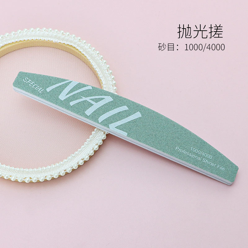 High Quality White Sand Professional Manicurist Nail File Sponge Scrub Polishing strip double-sided nail file washable