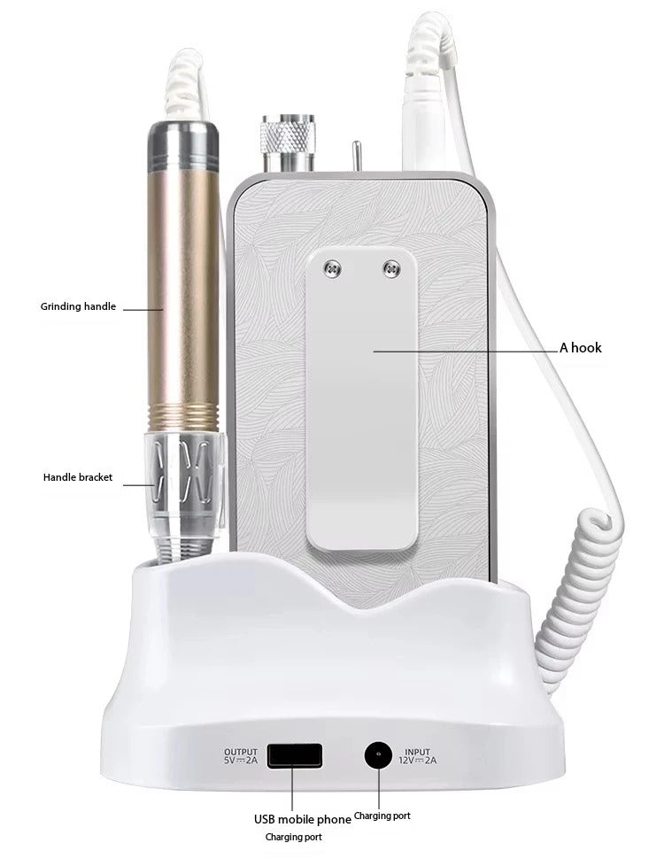 JMD 219 Brushless Nail Drill Portable Back Hanging with Base 35000 RPM Nail Polish Remover