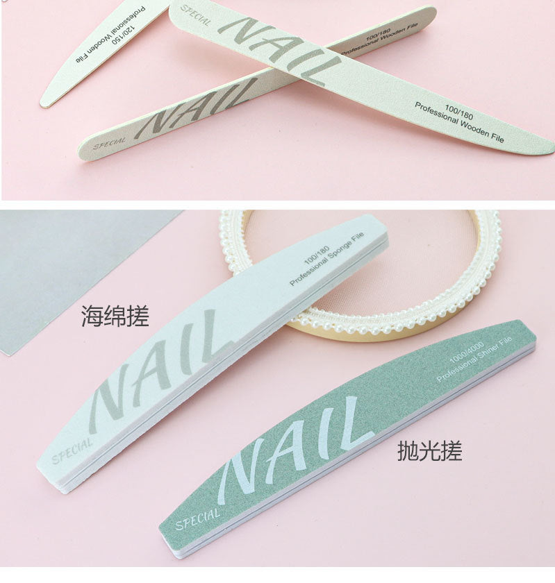 High Quality White Sand Professional Manicurist Nail File Sponge Scrub Polishing strip double-sided nail file washable