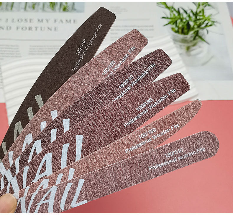 Upgraded Zebra Red High-Quality Professional Nail File for Manicurists Sponge Scrub Shaping Wear-Resistant Ribbing