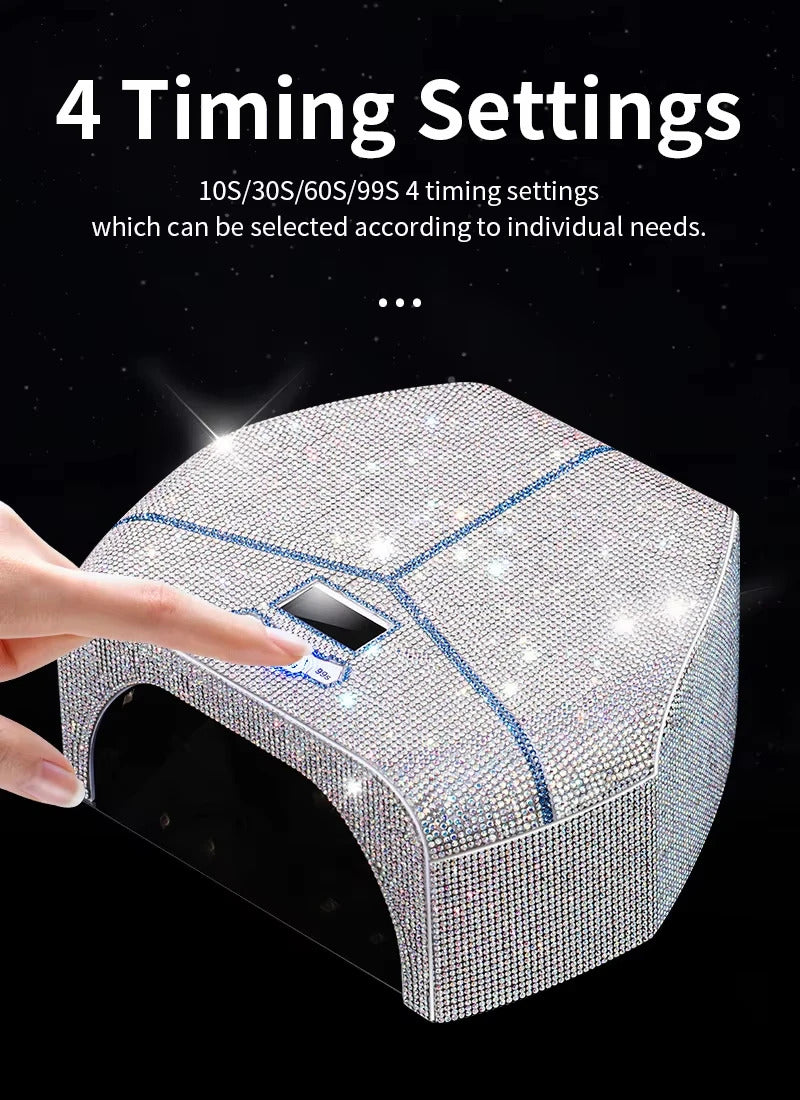 Diamond-Encrusted Red Light Nail Lamp High-Power Metal Reflector Inner Liner Fast Curing Gel UV Lamp