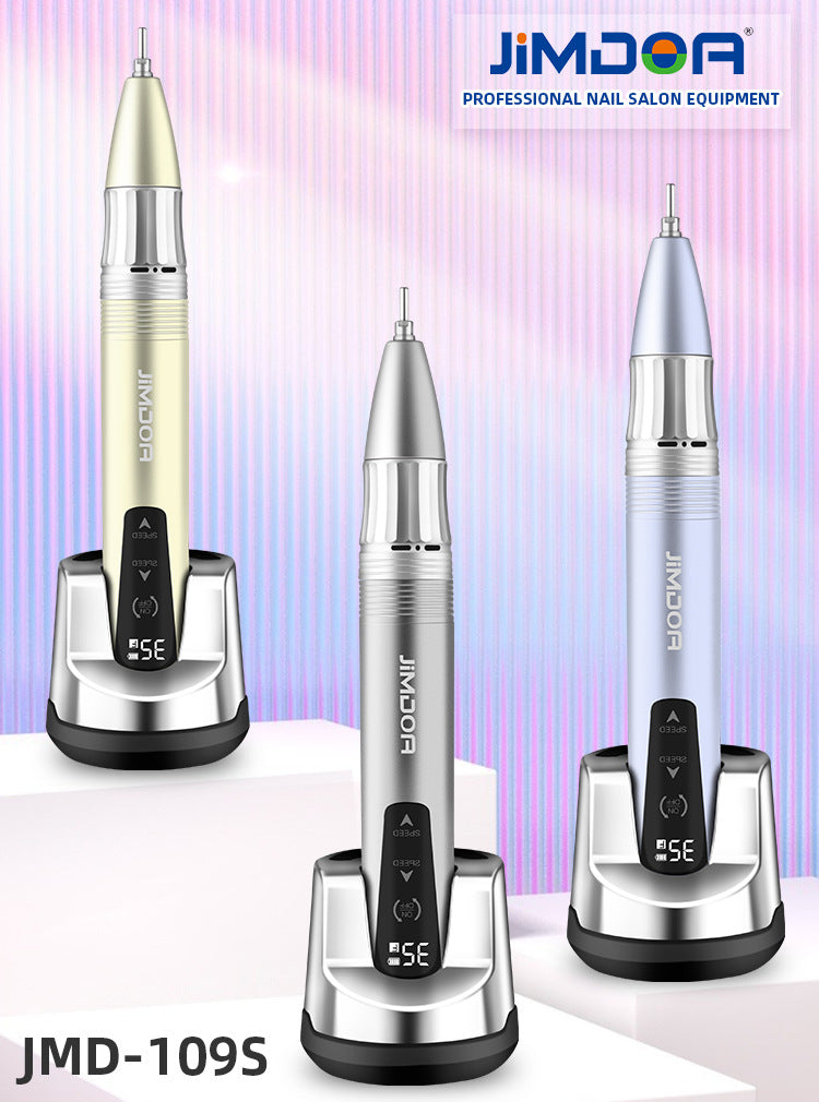 JMD-109S Professional Electric Nail Drill Portable 35000 RPM Rechargeable Nail Salon Special Pen-Type Nail Drill