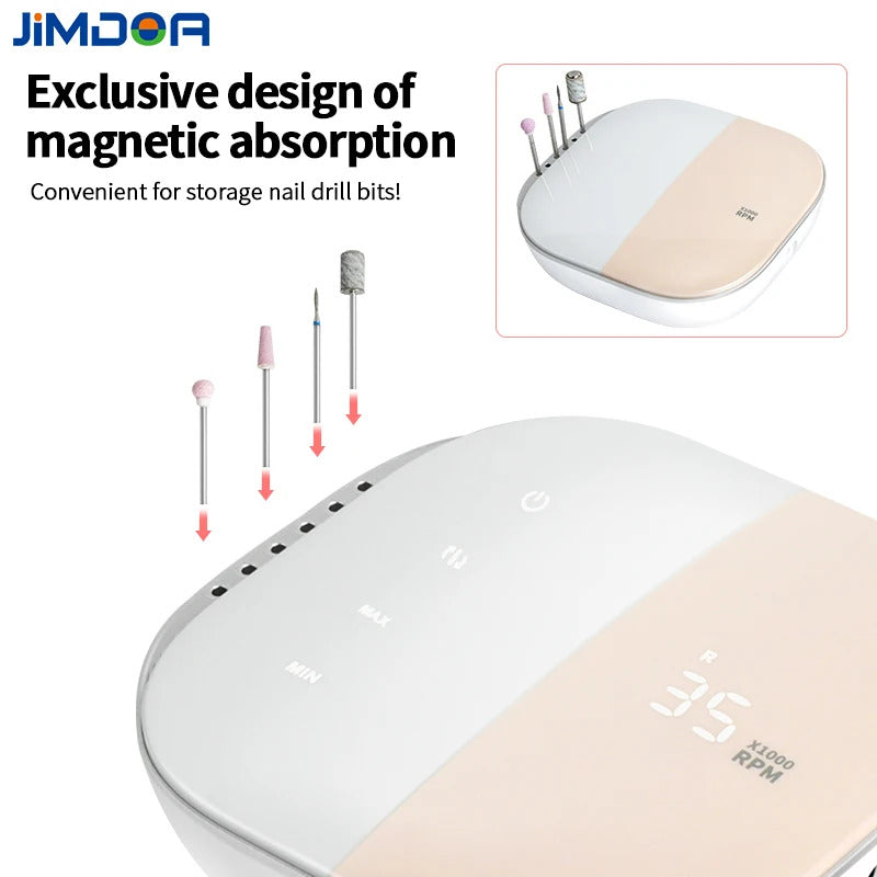 JMD-108 Nail Drill 35000 RPM Polishing Grinding Cuticle Remover Electric Nail File Tool Set