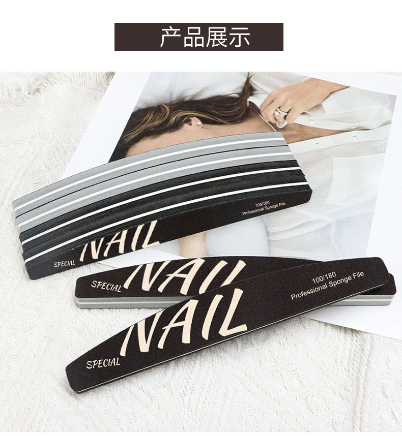 High Quality Nail Art Sponge Sanding Strip Non-Sanding Half-Moon Sponge File Polishing Tool Nail Surface Polishing Tool