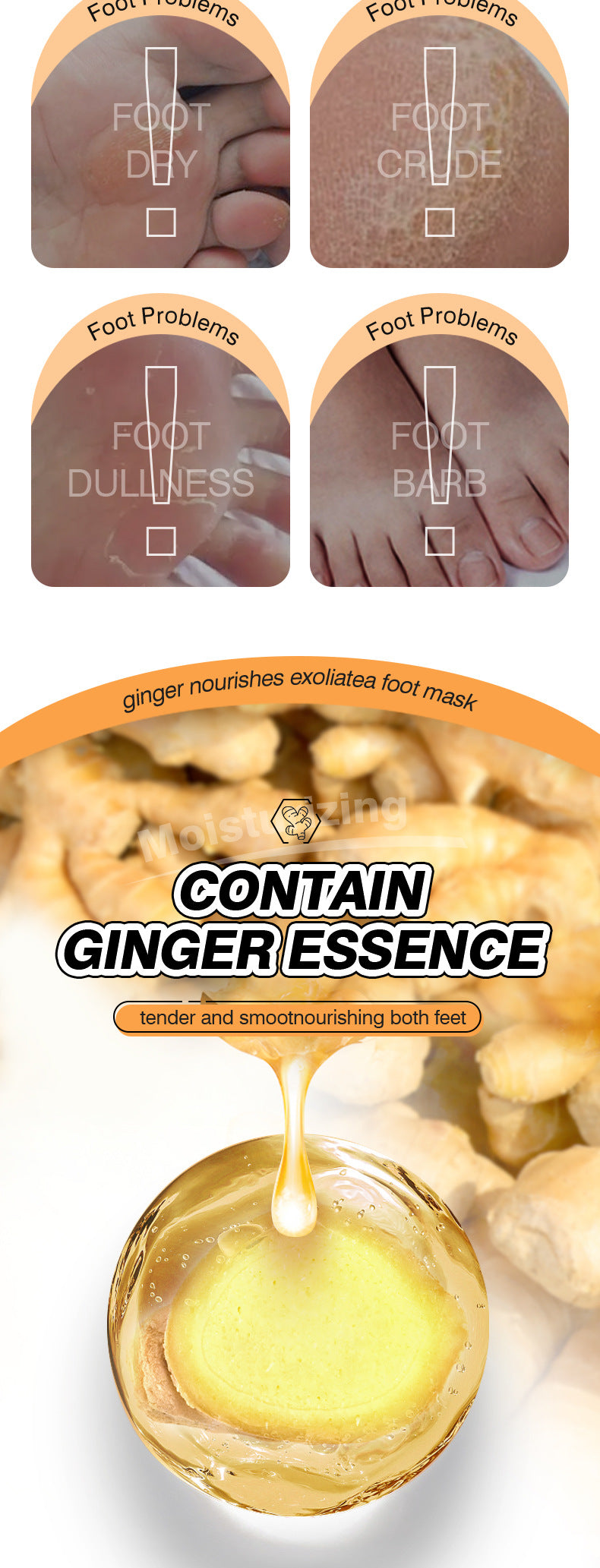 Cross-border In-stock Hand Mask Foot Mask ZOZU Skin Rejuvenation Honey Ginger Nourishing Hand and Foot Care Cross-Border Foreign Trade Factory Direct Sales
