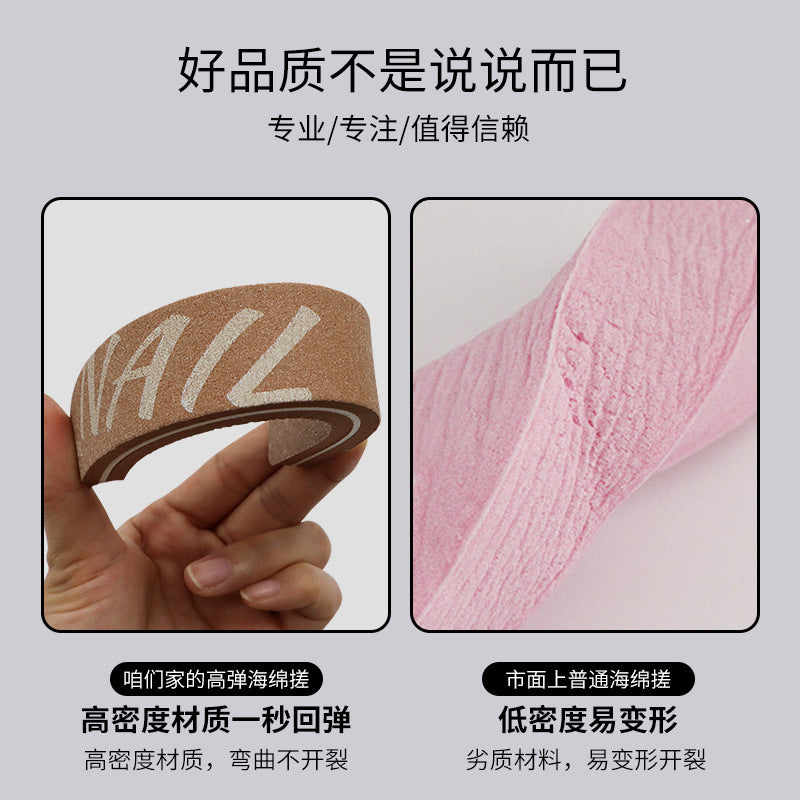 Russian-style High-quality Professional Nail Technician Specialized Nail File Sponge Scrub Double-sided rubbing strips can be washed repeatedly