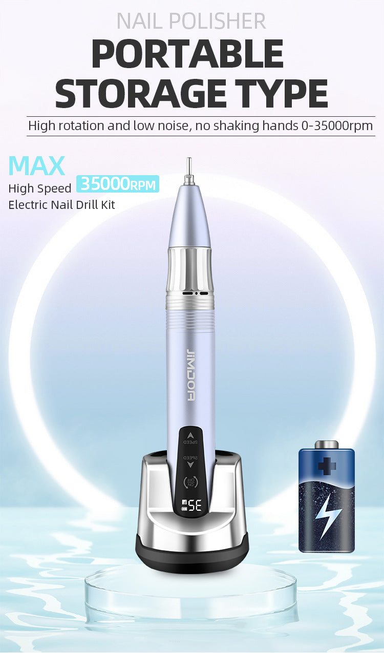 JMD-109S Professional Electric Nail Drill Portable 35000 RPM Rechargeable Nail Salon Special Pen-Type Nail Drill