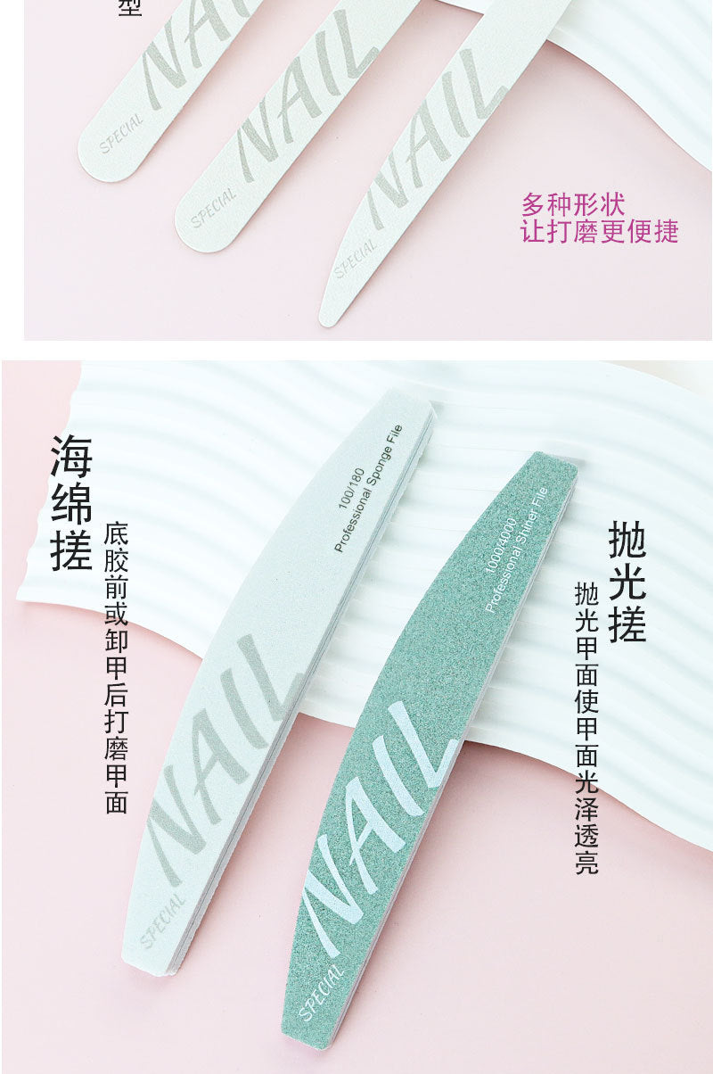 High Quality White Sand Professional Manicurist Nail File Sponge Scrub Polishing strip double-sided nail file washable