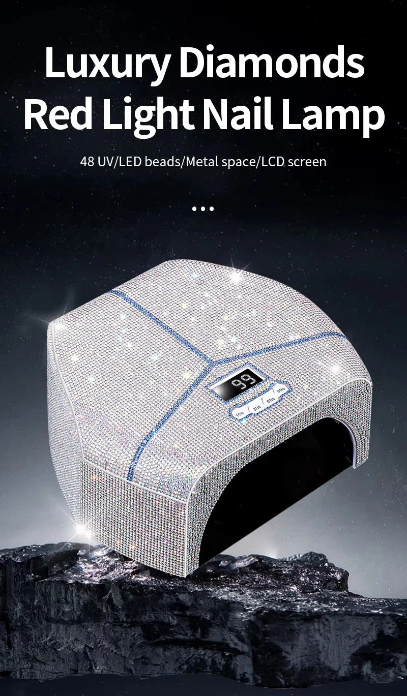 Diamond-Encrusted Red Light Nail Lamp High-Power Metal Reflector Inner Liner Fast Curing Gel UV Lamp