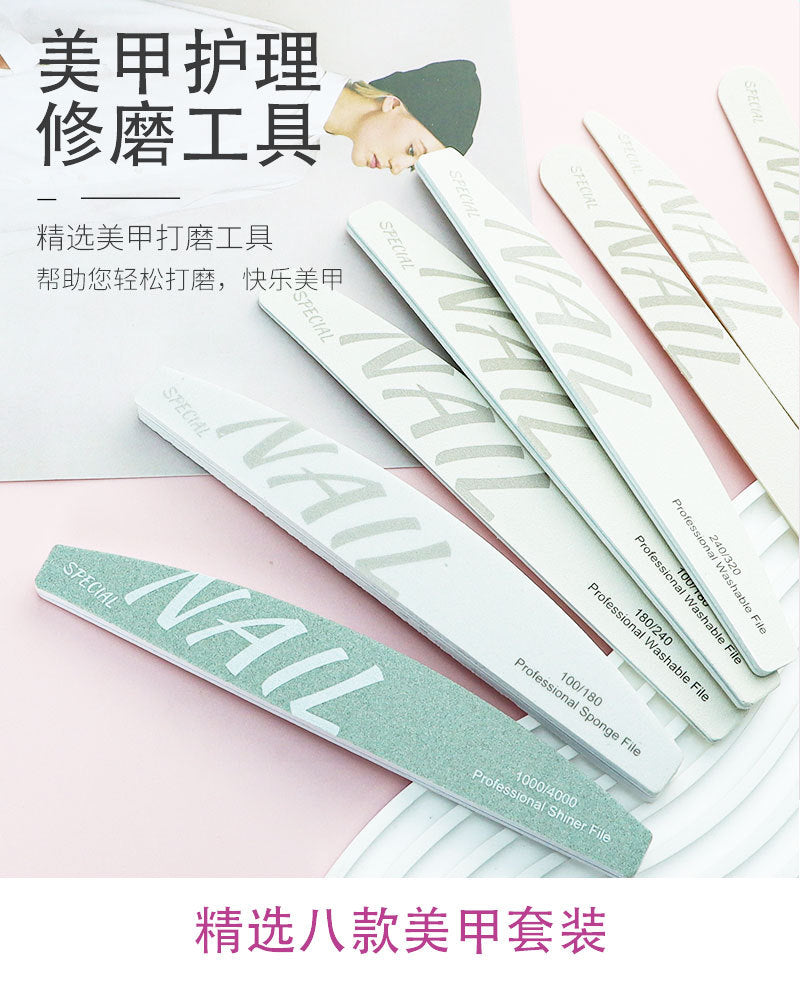 High Quality White Sand Professional Manicurist Nail File Sponge Scrub Polishing strip double-sided nail file washable