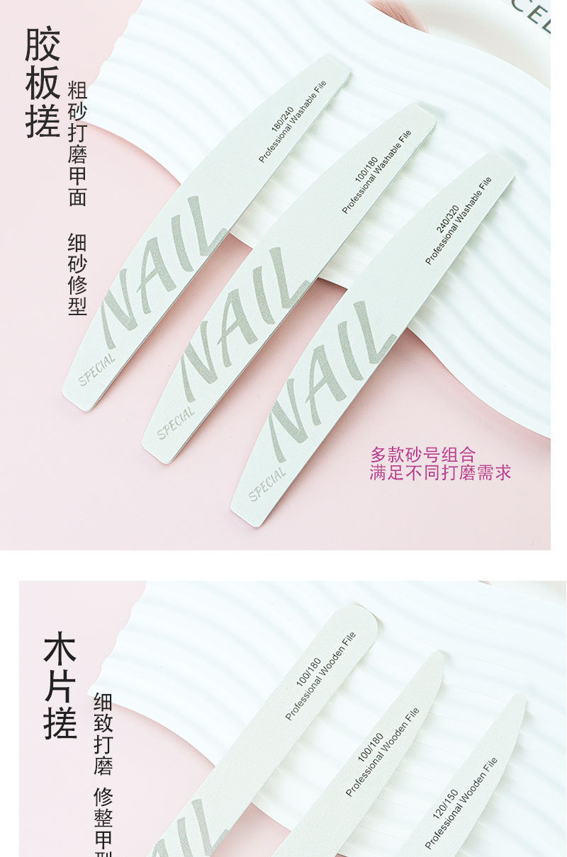 High Quality White Sand Professional Manicurist Nail File Sponge Scrub Polishing strip double-sided nail file washable