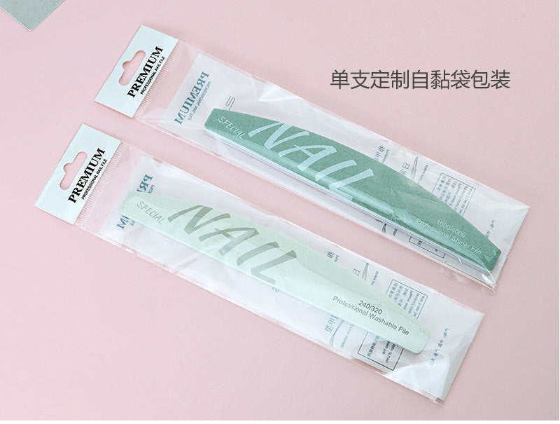 High Quality White Sand Professional Manicurist Nail File Sponge Scrub Polishing strip double-sided nail file washable