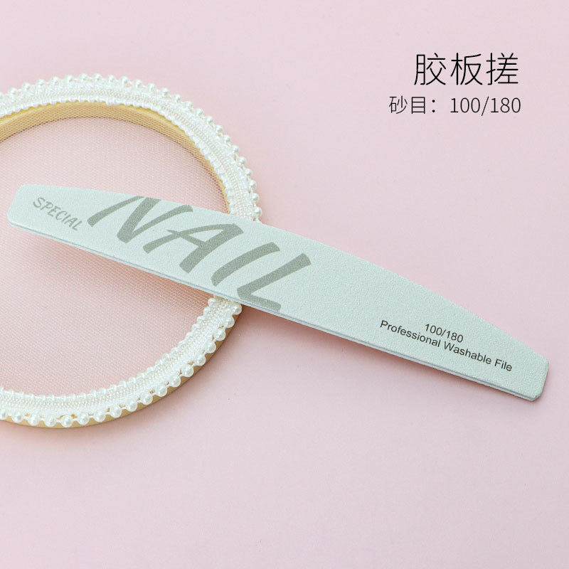 High Quality White Sand Professional Manicurist Nail File Sponge Scrub Polishing strip double-sided nail file washable