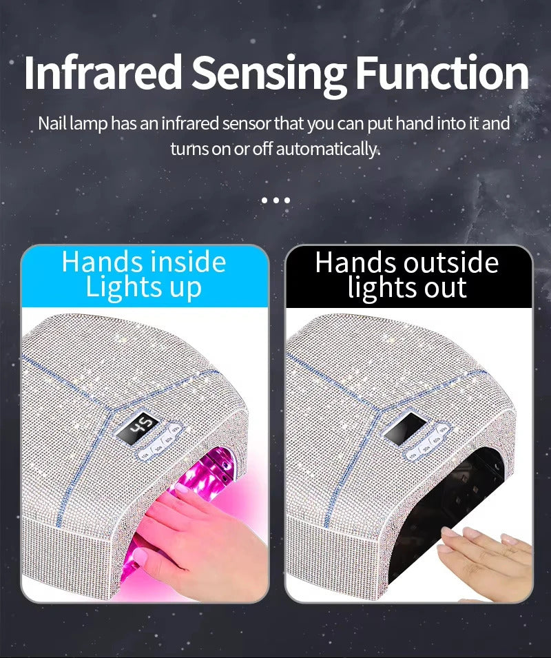 Diamond-Encrusted Red Light Nail Lamp High-Power Metal Reflector Inner Liner Fast Curing Gel UV Lamp