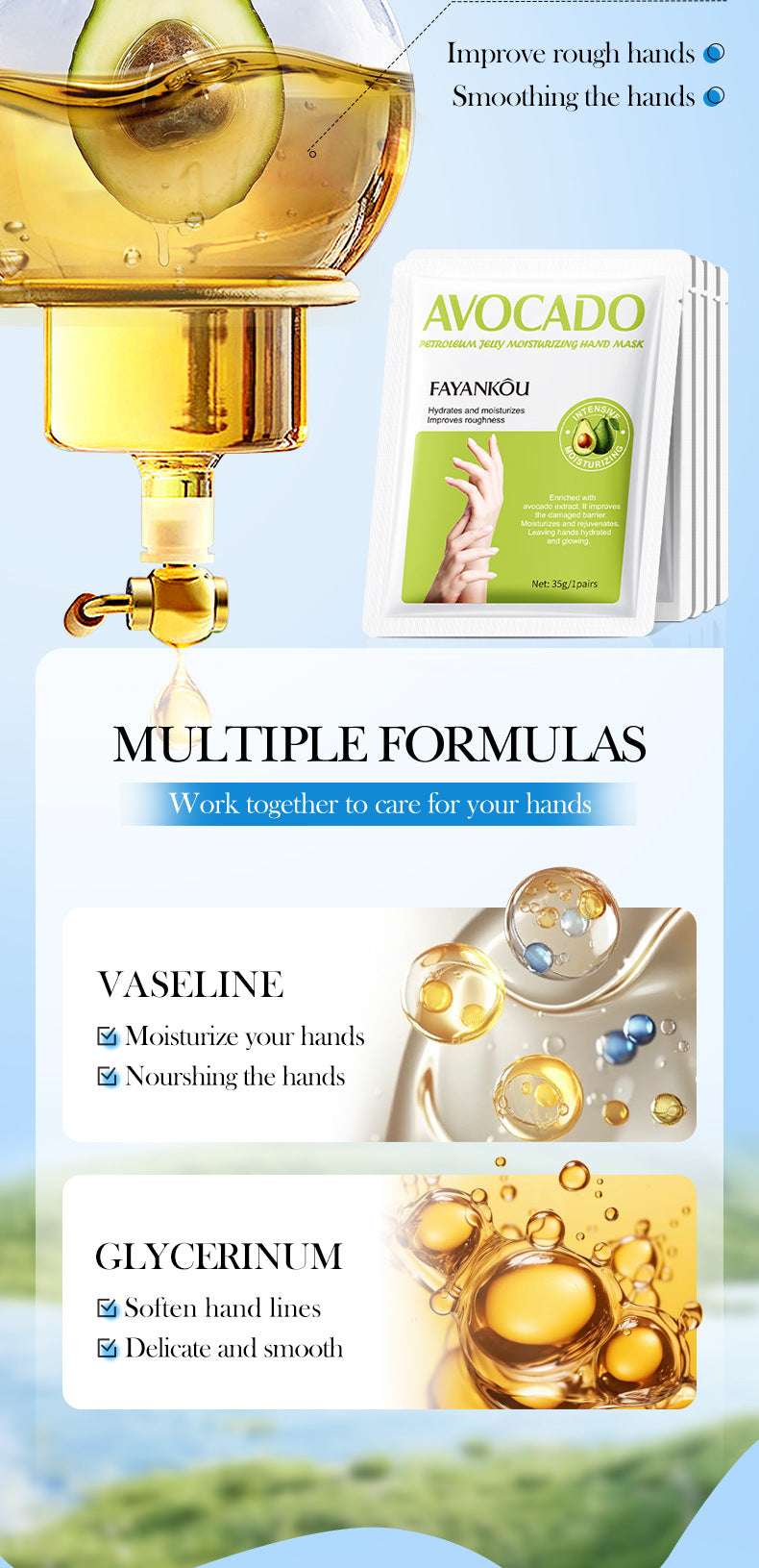 Full English Hand and Foot Mask Series FAYANKOU Vaseline Long Foot Mask Hand Mask Cross-Border Foreign Trade Factory Direct Sales