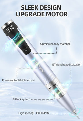 JMD-109S Professional Electric Nail Drill Portable 35000 RPM Rechargeable Nail Salon Special Pen-Type Nail Drill