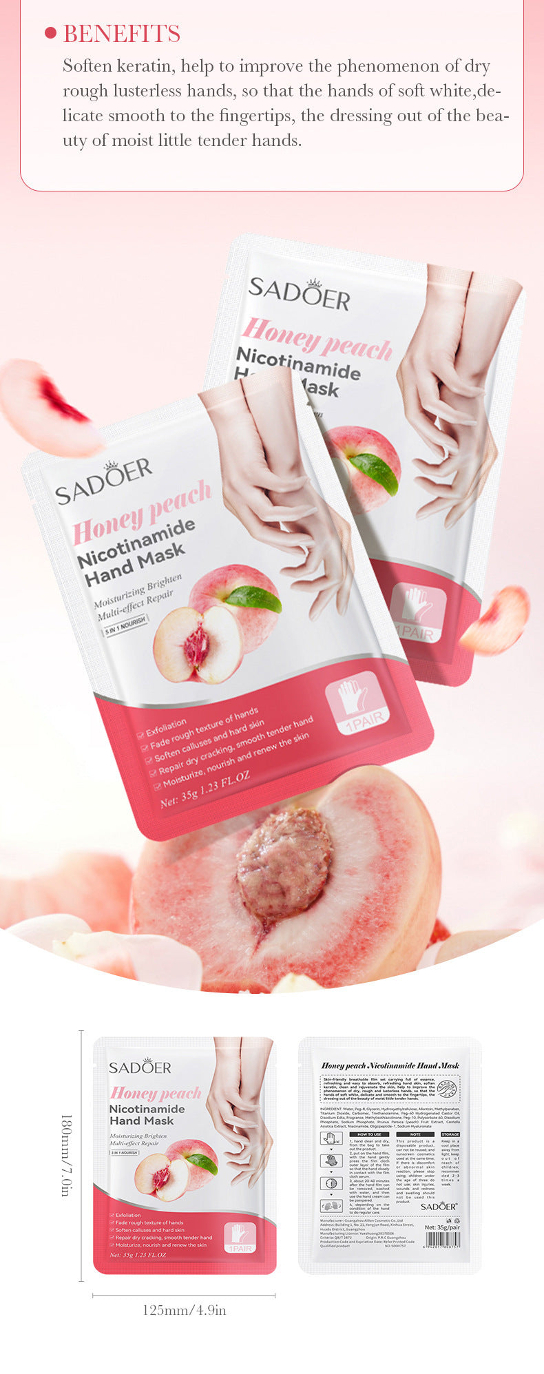 Full English Hand Mask SADOER Rose Lavender Goat Milk Lubricating Hand Mask Cross-Border Foreign Trade Factory Direct Sales