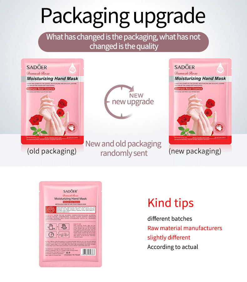 Full English Hand Mask SADOER Rose Lavender Goat Milk Lubricating Hand Mask Cross-Border Foreign Trade Factory Direct Sales