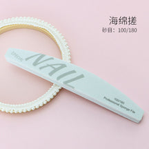 High Quality White Sand Professional Manicurist Nail File Sponge Scrub Polishing strip double-sided nail file washable