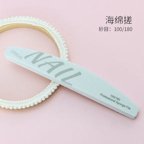 High Quality White Sand Professional Manicurist Nail File Sponge Scrub Polishing strip double-sided nail file washable