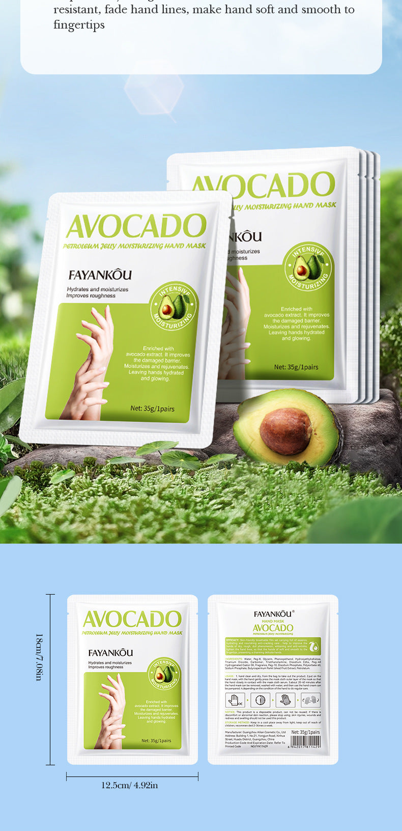 Full English Hand and Foot Mask Series FAYANKOU Vaseline Long Foot Mask Hand Mask Cross-Border Foreign Trade Factory Direct Sales