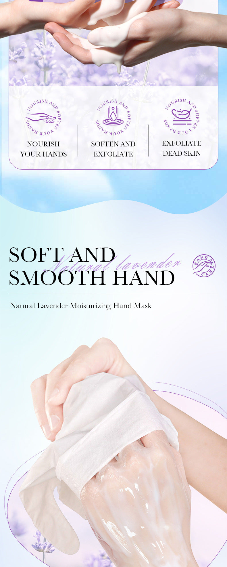 Full English Hand Mask SADOER Rose Lavender Goat Milk Lubricating Hand Mask Cross-Border Foreign Trade Factory Direct Sales