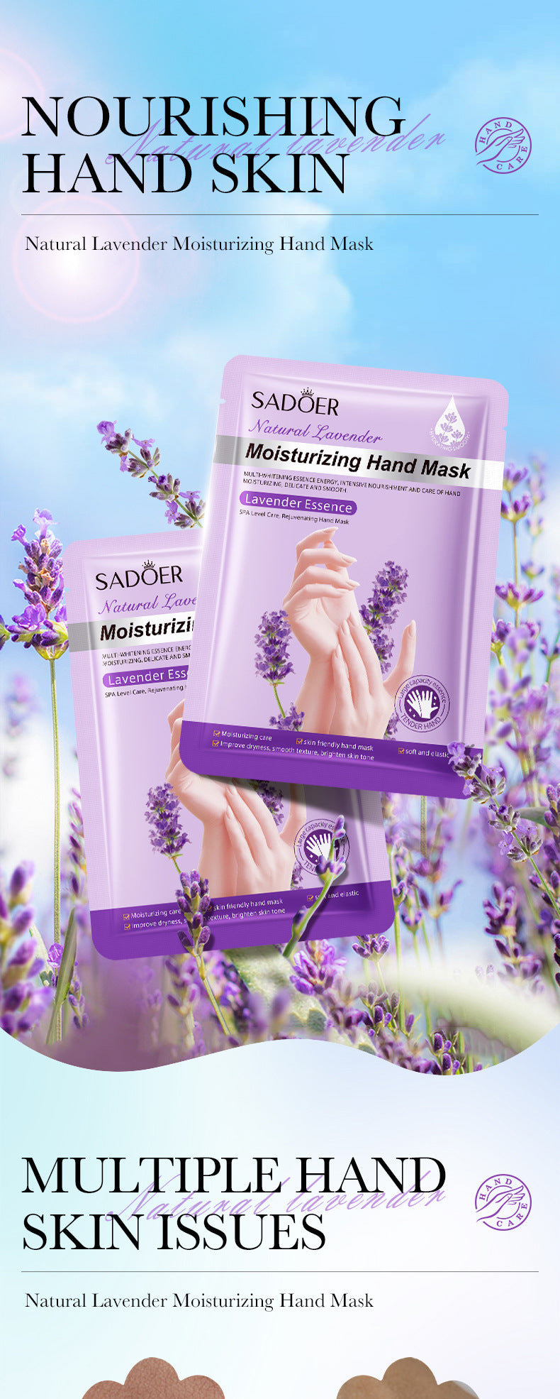 Full English Hand Mask SADOER Rose Lavender Goat Milk Lubricating Hand Mask Cross-Border Foreign Trade Factory Direct Sales