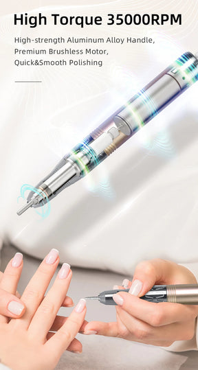 JMD 219 Brushless Nail Drill Portable Back Hanging with Base 35000 RPM Nail Polish Remover