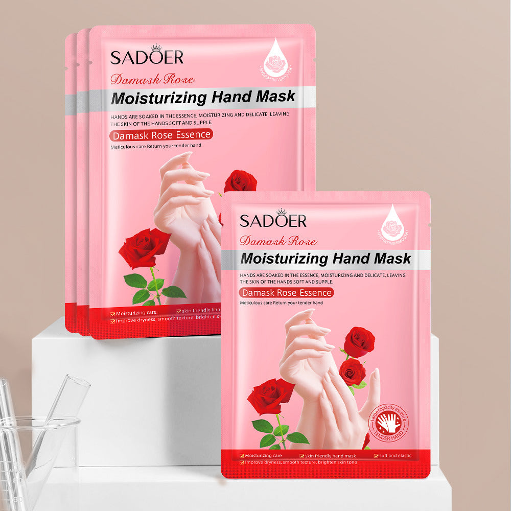 Full English Hand Mask SADOER Rose Lavender Goat Milk Lubricating Hand Mask Cross-Border Foreign Trade Factory Direct Sales