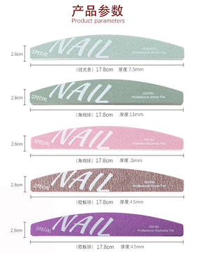 High-Quality Professional Nail Technician File Sponge Buffing Strip Double-Sided Nail File Reusable Washable