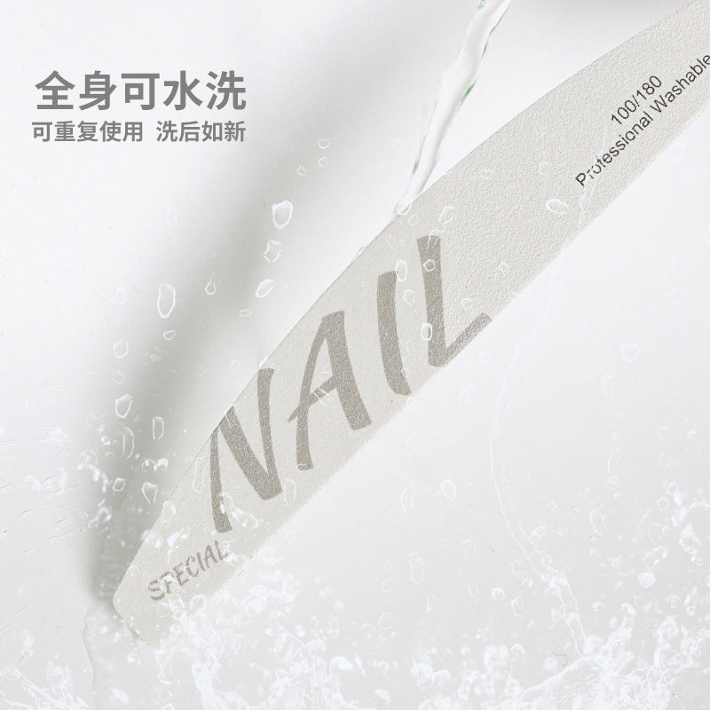 High Quality White Sand Professional Manicurist Nail File Sponge Scrub Polishing strip double-sided nail file washable
