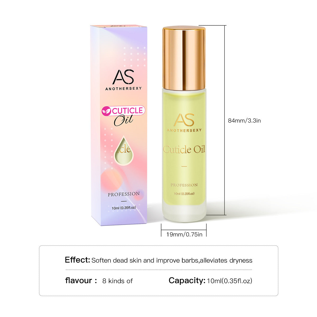 AS Cuticle Oil Nutrient Pen Nail Care Oil Anti-Hangnail Nourishing Nail Edge Nutrient Oil Cuticle Oil Roller Ball10ml