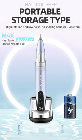 JMD-109S Professional Electric Nail Drill Portable 35000 RPM Rechargeable Nail Salon Special Pen-Type Nail Drill