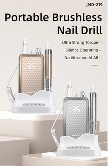 JMD 219 Brushless Nail Drill Portable Back Hanging with Base 35000 RPM Nail Polish Remover