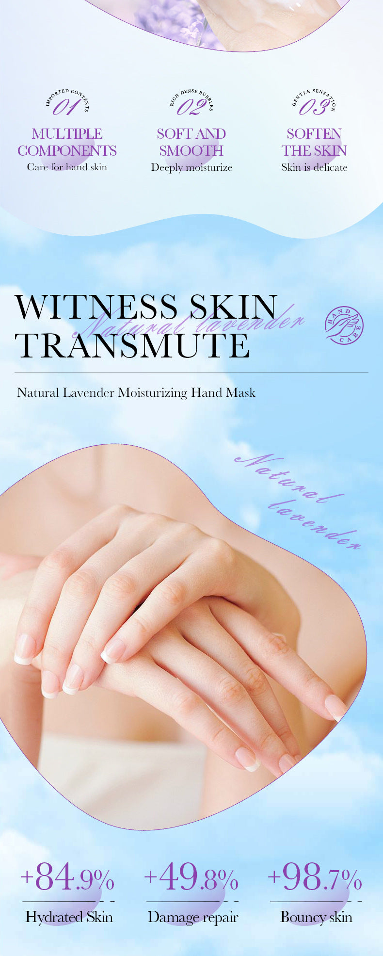 Full English Hand Mask SADOER Rose Lavender Goat Milk Lubricating Hand Mask Cross-Border Foreign Trade Factory Direct Sales