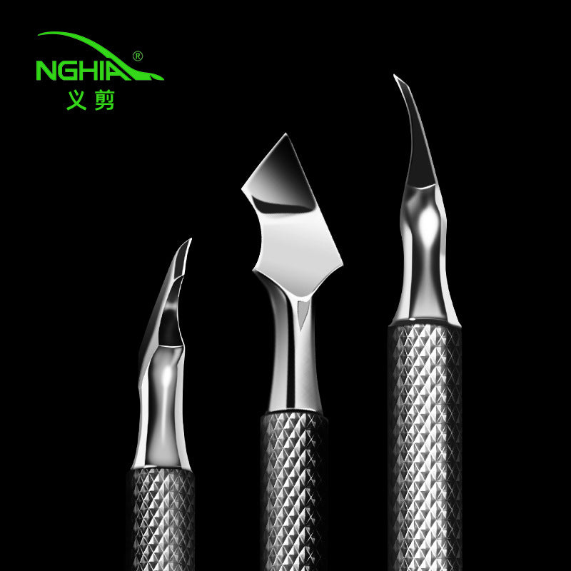 NGHIA Vietnam S508 Cuticle Nipper Dead Skin Remover Steel Pusher Nail Polish Remover Professional Nail Care Double-Ended Manicure Tool