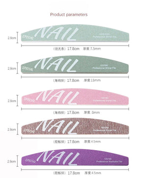 High-Quality Professional Nail Technician File Sponge Buffing Strip Double-Sided Nail File Reusable Washable