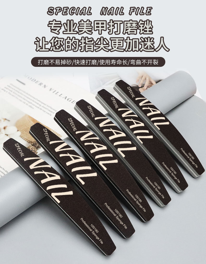 High Quality Nail Art Sponge Sanding Strip Non-Sanding Half-Moon Sponge File Polishing Tool Nail Surface Polishing Tool