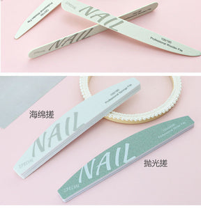 High Quality White Sand Professional Manicurist Nail File Sponge Scrub Polishing strip double-sided nail file washable