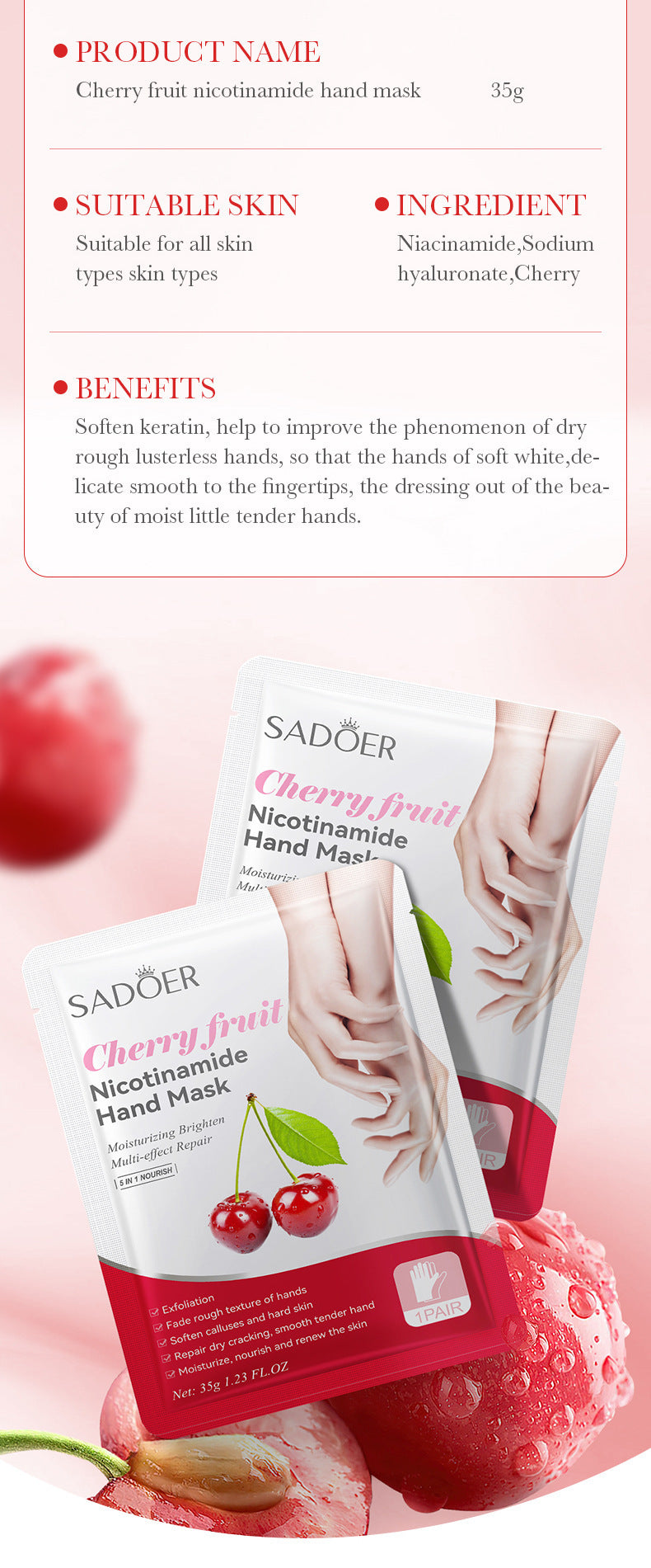 Full English Hand Mask SADOER Rose Lavender Goat Milk Lubricating Hand Mask Cross-Border Foreign Trade Factory Direct Sales