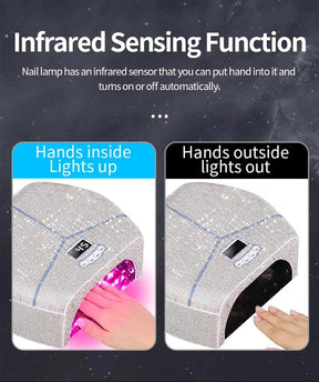 Diamond-Encrusted Red Light Nail Lamp High-Power Metal Reflector Inner Liner Fast Curing Gel UV Lamp