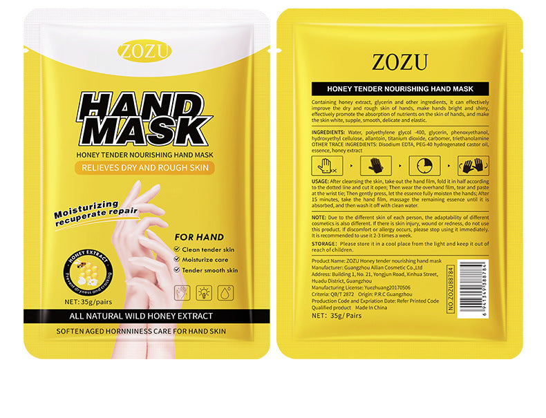 Cross-border In-stock Hand Mask Foot Mask ZOZU Skin Rejuvenation Honey Ginger Nourishing Hand and Foot Care Cross-Border Foreign Trade Factory Direct Sales
